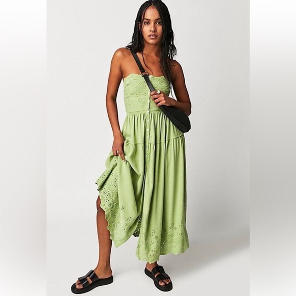 Free People Evelyn Eyelet Midi Dress - Picture 1 of 7